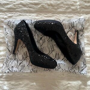 Elegant Black Sequin Heels